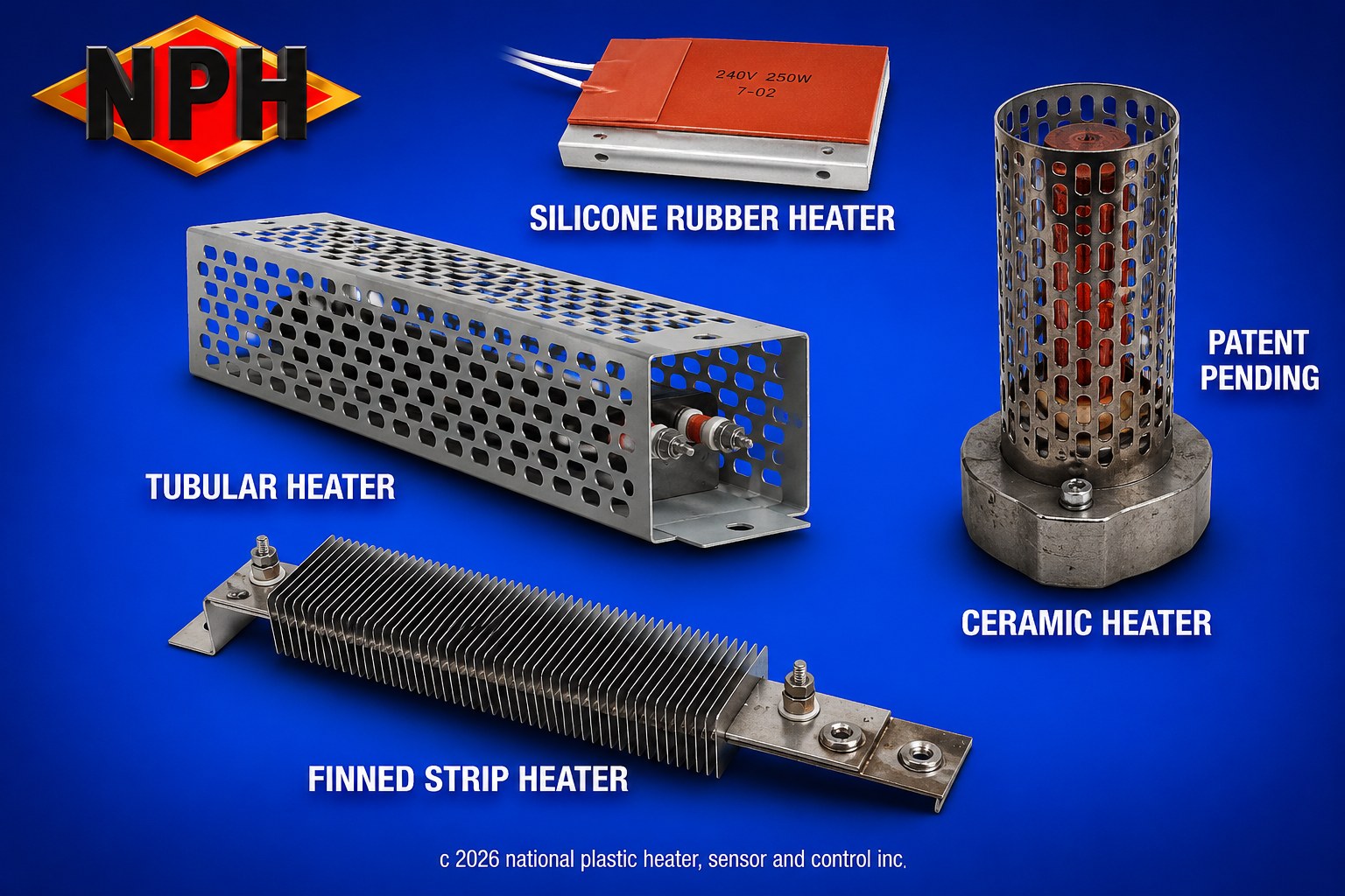 Silicone and metal enclosure heaters for ATMs and electrical panels/cabinets